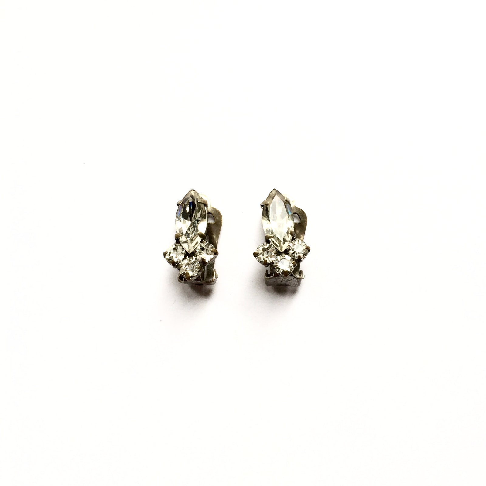 Vintage Clear Crystal Teardrop Cluster Earrings, Vintage, Putti Fine Furnishings