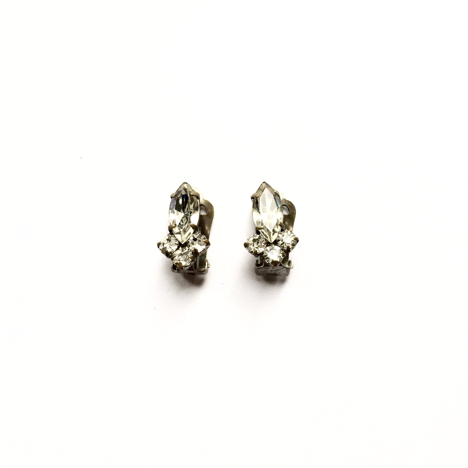 Vintage Clear Crystal Teardrop Cluster Earrings, Vintage, Putti Fine Furnishings