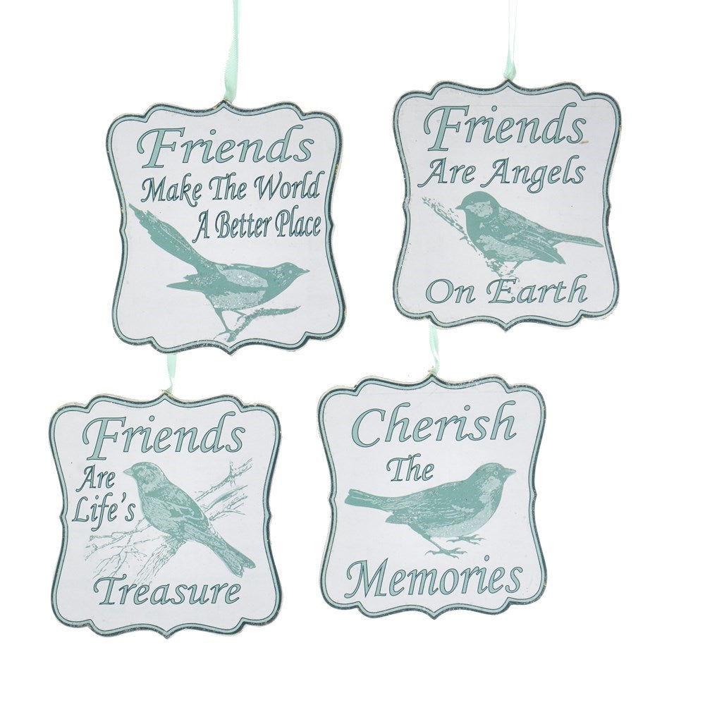 Sage Green Bird with Sayings Plaque Ornament | Putti Christmas Decorations