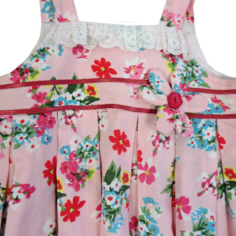 Powell Craft England "Pink Floral" Dress with Lace Trim | Le Petite Putti