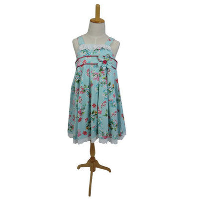 "Blue Floral" Dress with Lace Trim, PC-Powell Craft Uk, Putti Fine Furnishings