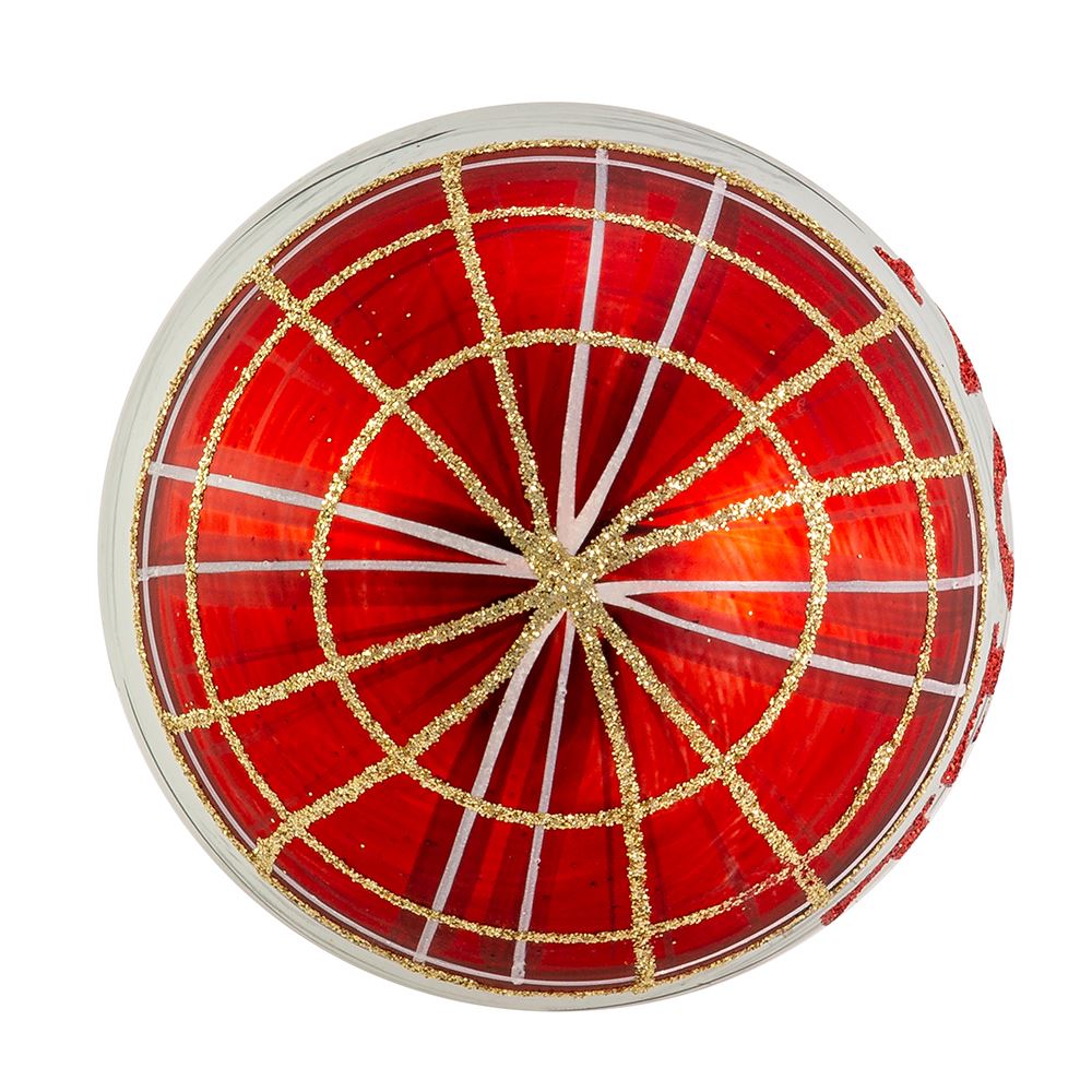 Kurt Adler Glass Black and Red Plaid Ball Ornaments With Sayings