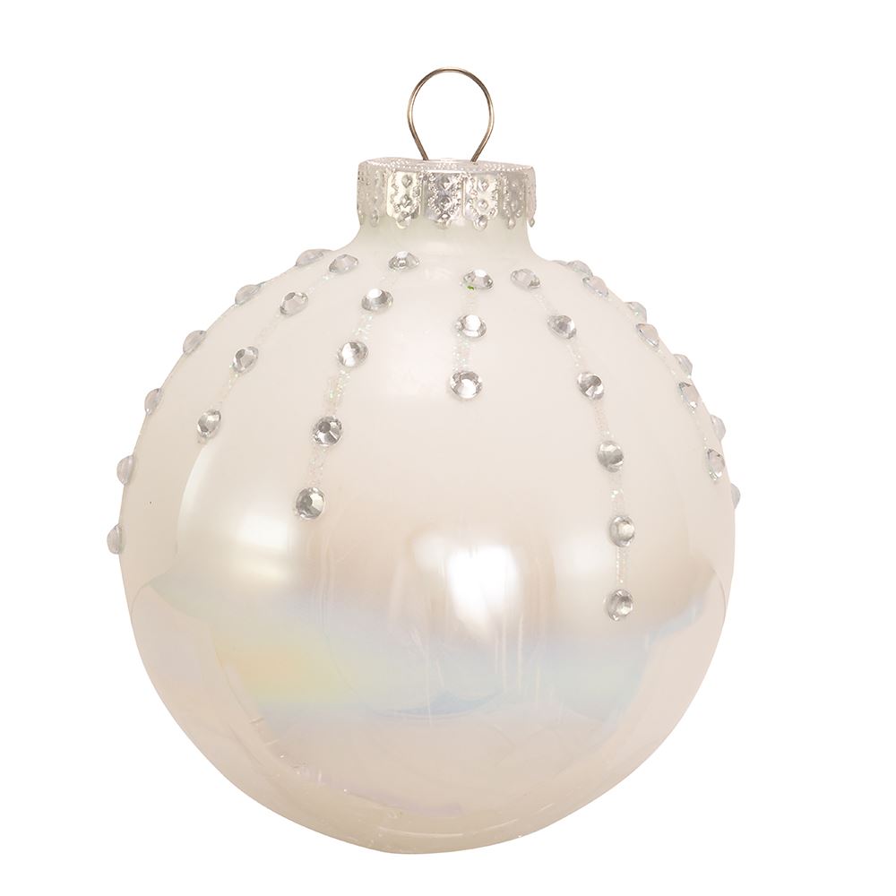 Kurt Adler Pearl White Glass Ornaments | Putti Christmas
