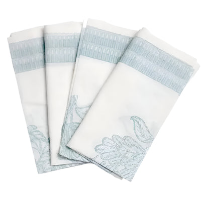 Hand Block Printed Tree of Life Mineral Green napkin | Putti Fine Furnishings