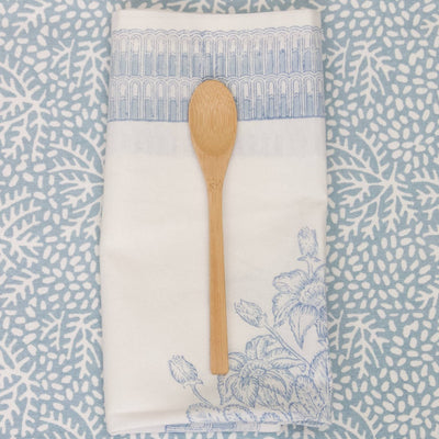 Hand Block Printed Tree of Life Mineral Green napkin | Putti Fine Furnishings