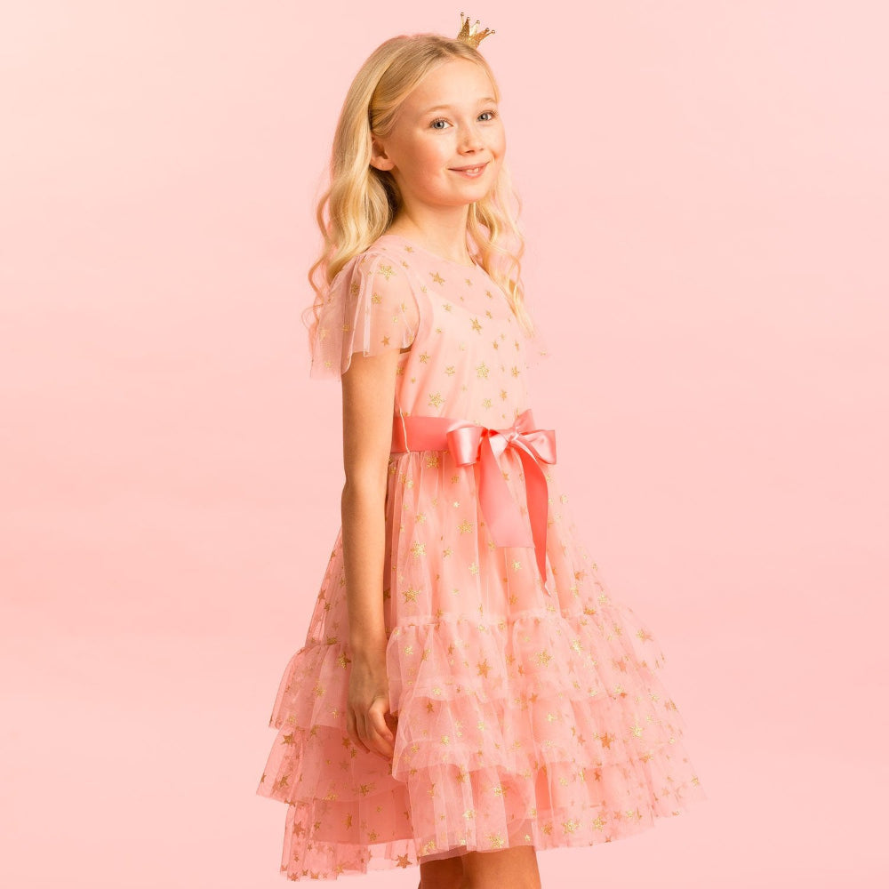 Hollie Hastie Cinderella Sugar Pink Star Tulle Girls Party Dress | Le Petite Putti