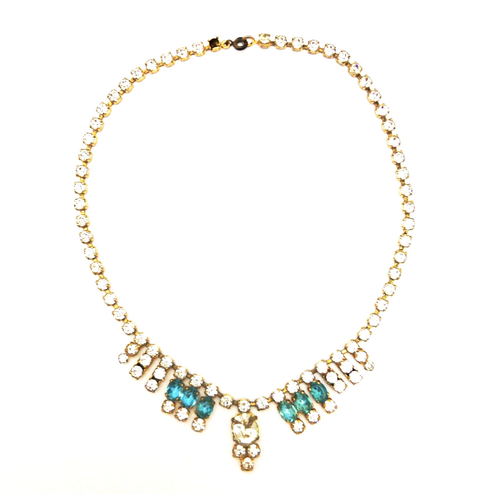 Vintage Aqua and Crystal  Necklace, Vintage, Putti Fine Furnishings