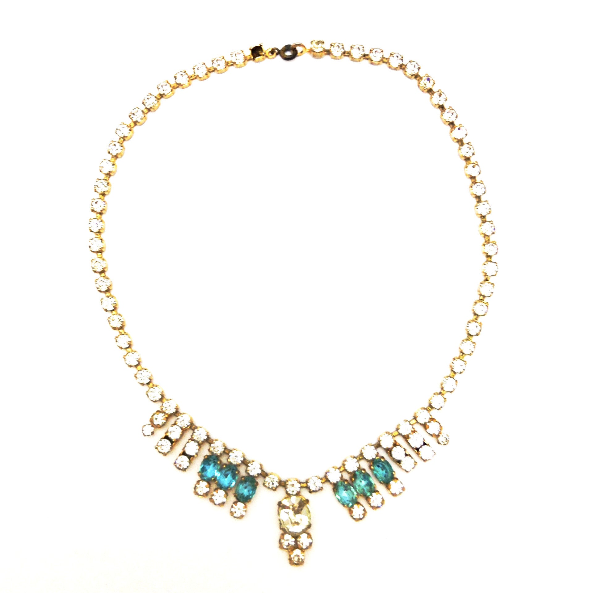  Vintage Aqua and Crystal  Necklace, Vintage, Putti Fine Furnishings