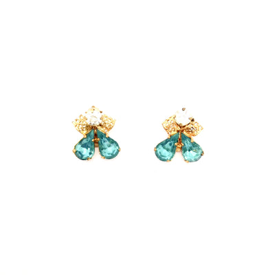 Vintage Aqua and Clear Crystal Earrings, Vintage, Putti Fine Furnishings