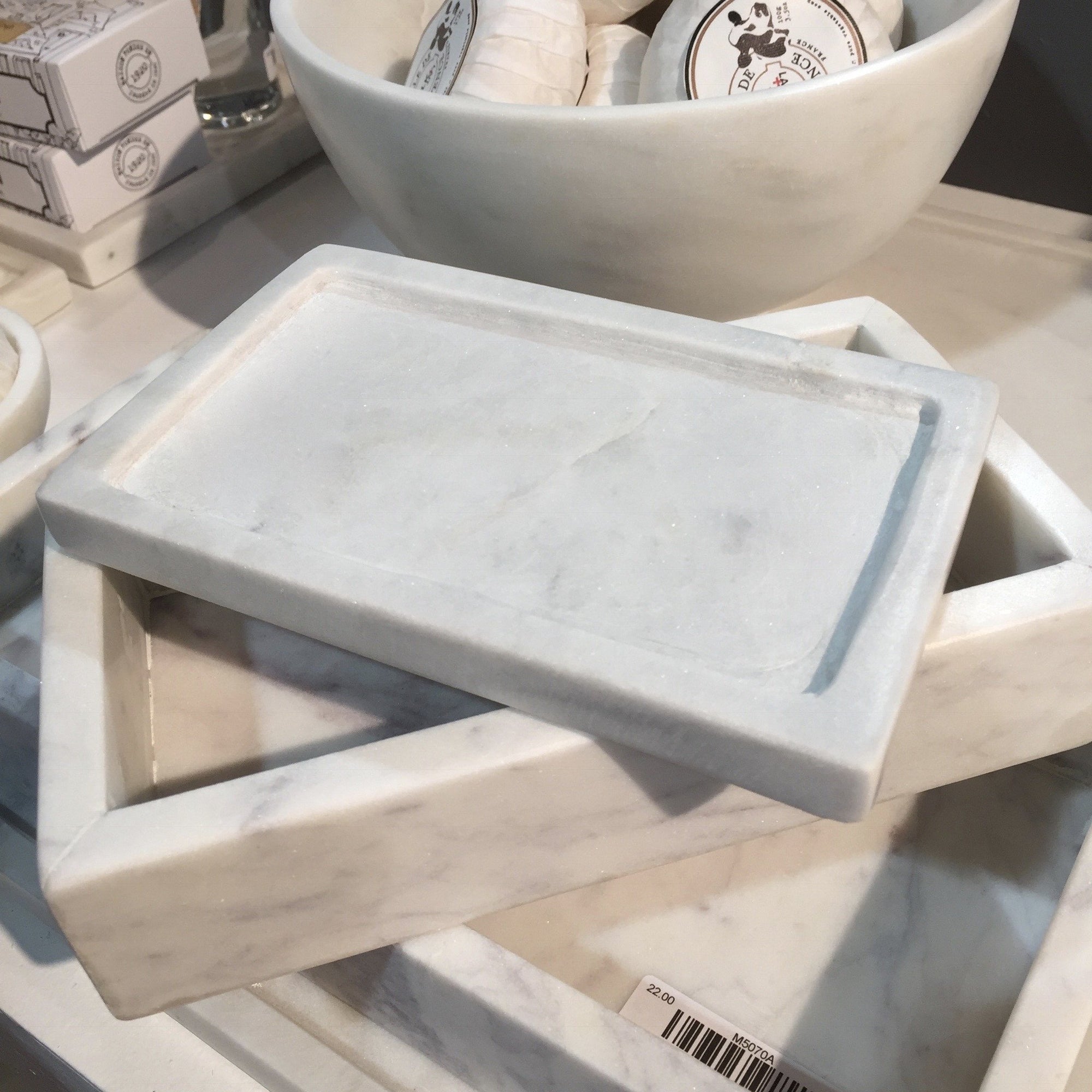 White Marble Soap Dish | Putti Fine Furnishings