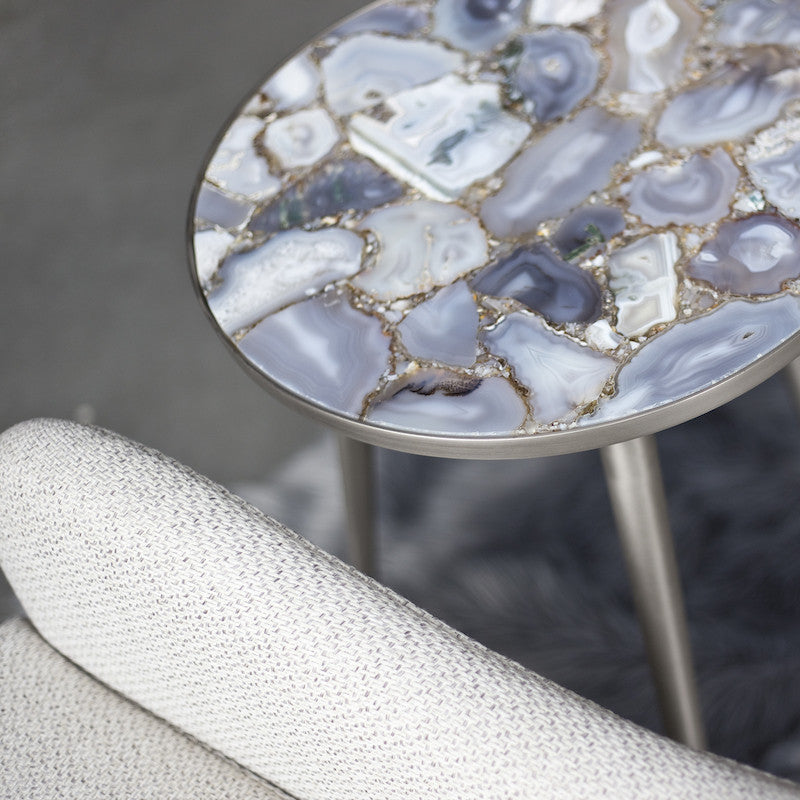 Agate Accent Table - Silver, SIF-Style in Form, Putti Fine Furnishings