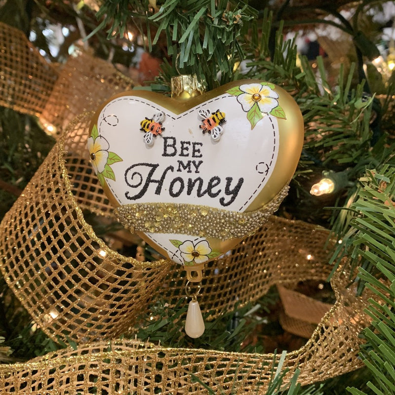 Kurt Adler "Bee my Honey" Glass Heart Ornament | Putti Christmas 