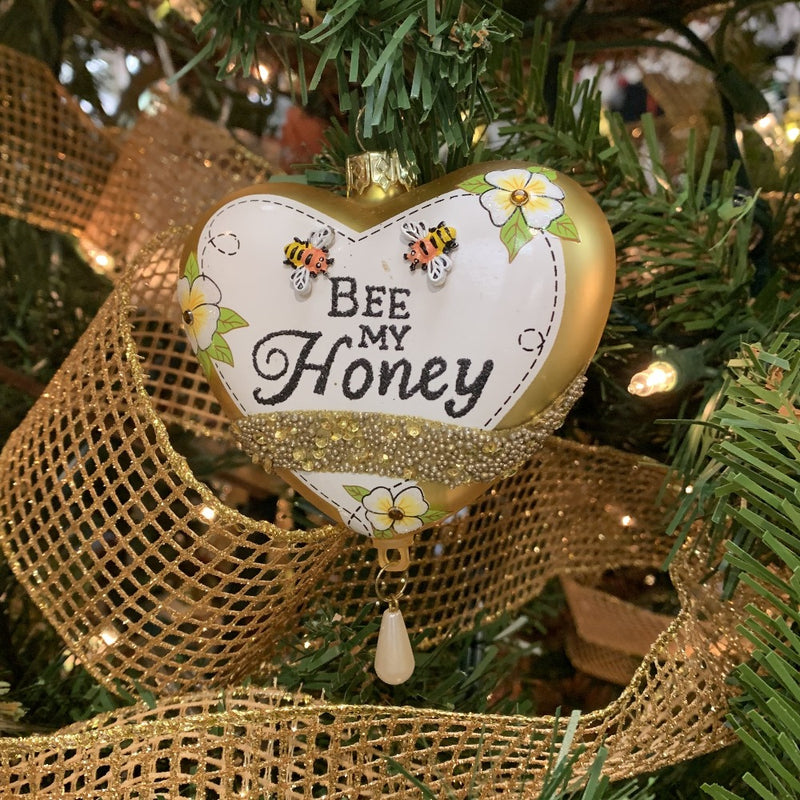 Kurt Adler "Bee my Honey" Glass Heart Ornament | Putti Christmas