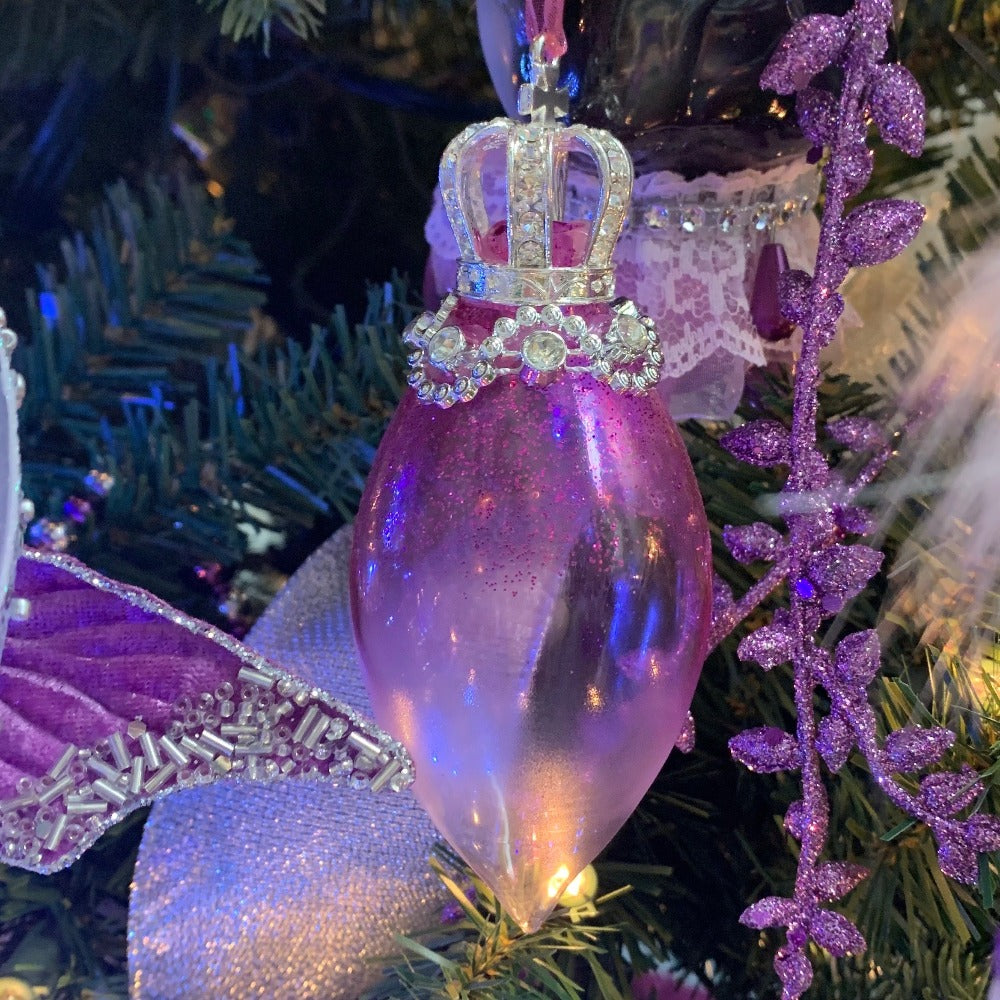 Kurt Adler Royal Splendour Fuchsia Purple Glass Double Point Ornament | Putti