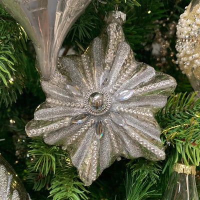Snowflake Glass Ornament | Putti Christmas Decorations