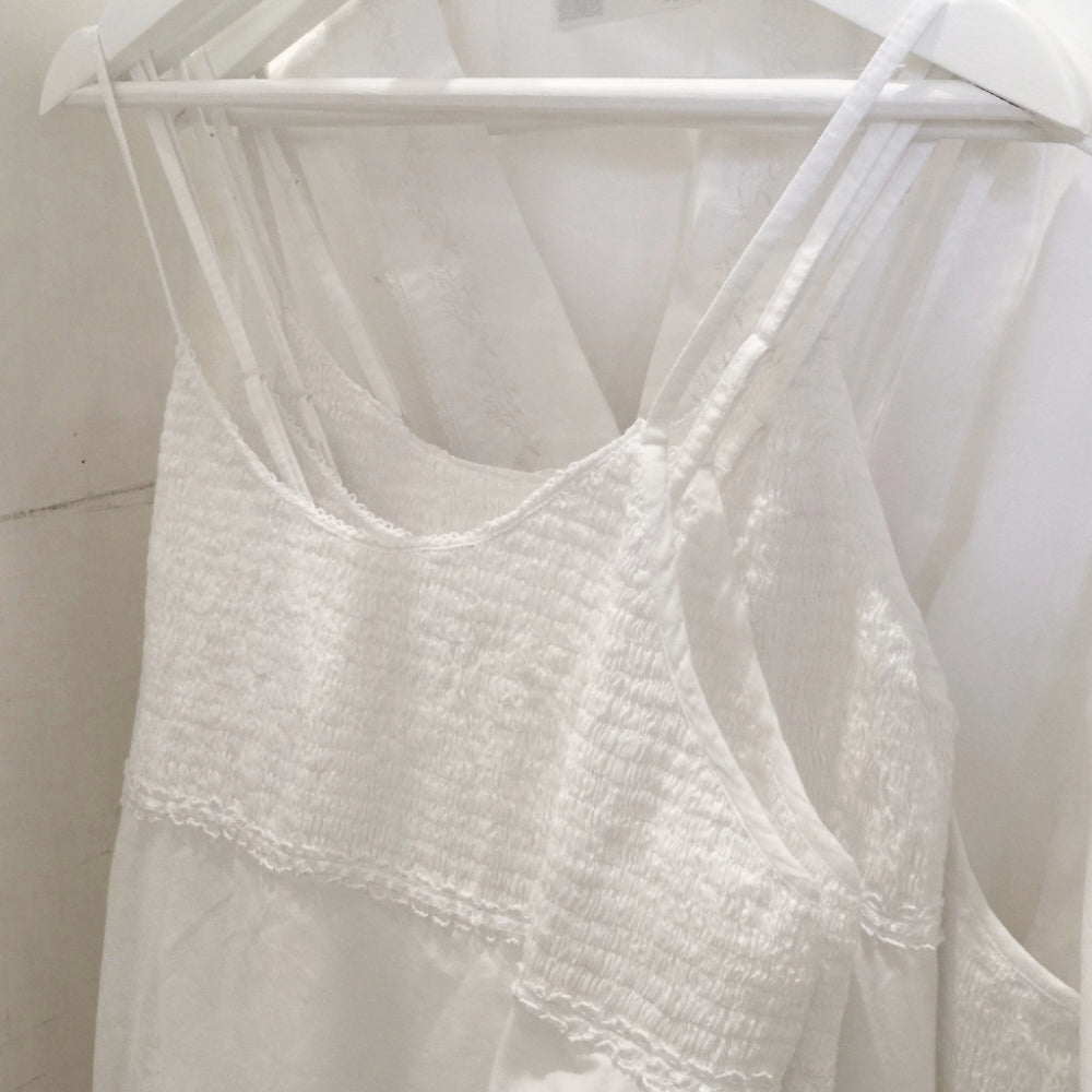 Victoriana "Angelina" Short White Smocked Bodice Nightgown, VI-Victoriana Imports, Putti Fine Furnishings