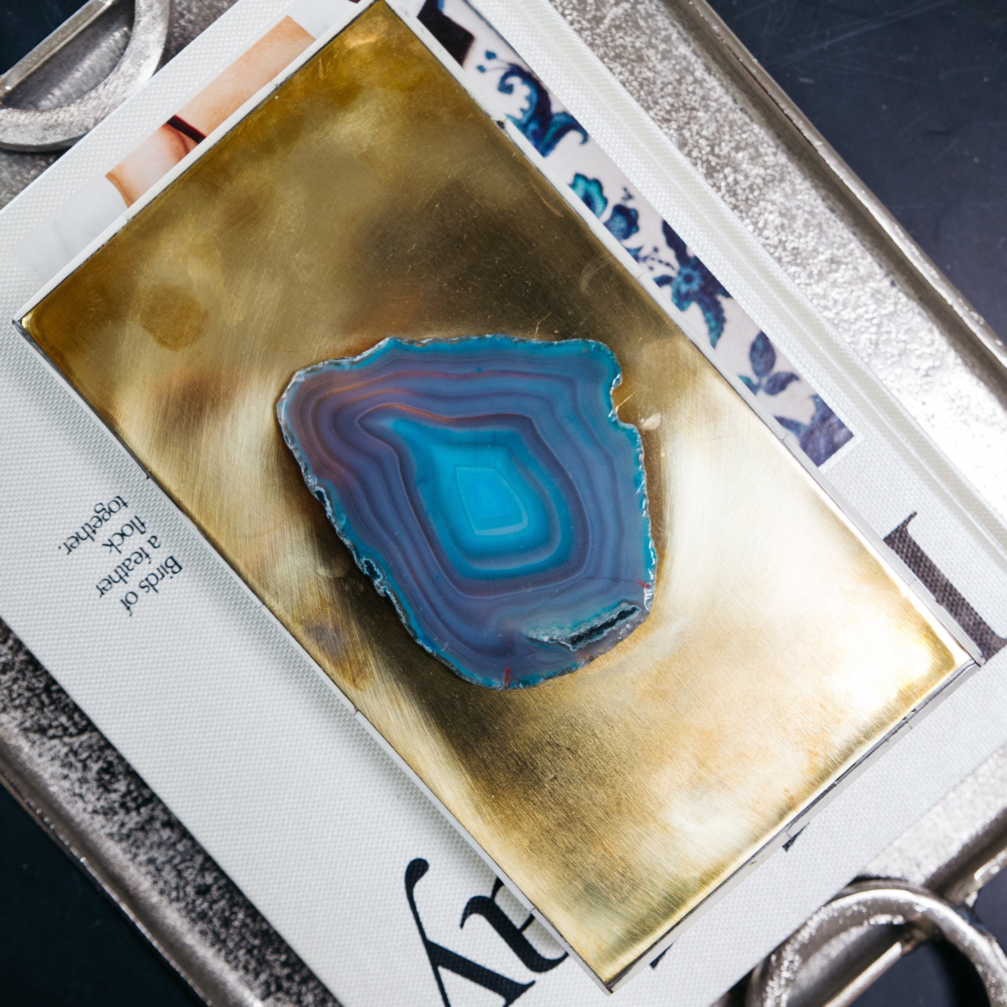 Zodax Bali Bone Box with Turquoise Agate | Putti Fine Furnishings Canada