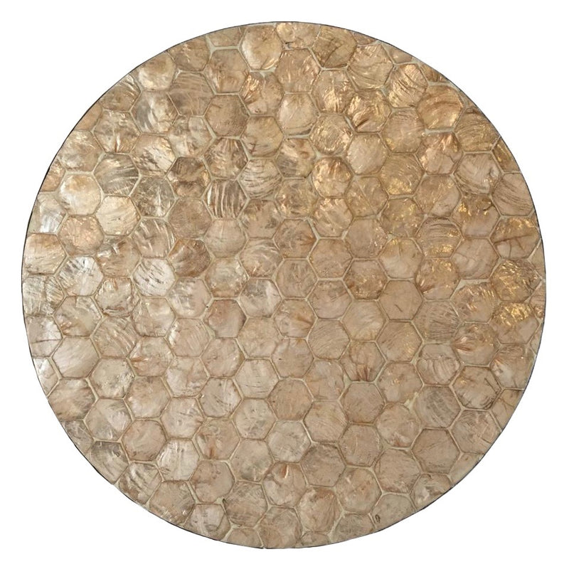 Golden Hexagonal Capiz Round Trays | Putti Fine Furnishings 