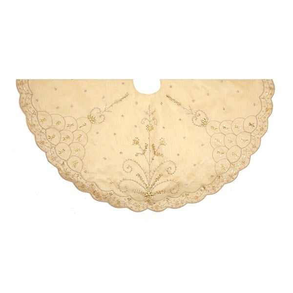 Kurt Adler Gold Hand Beaded Tree Skirt | Putti Christmas