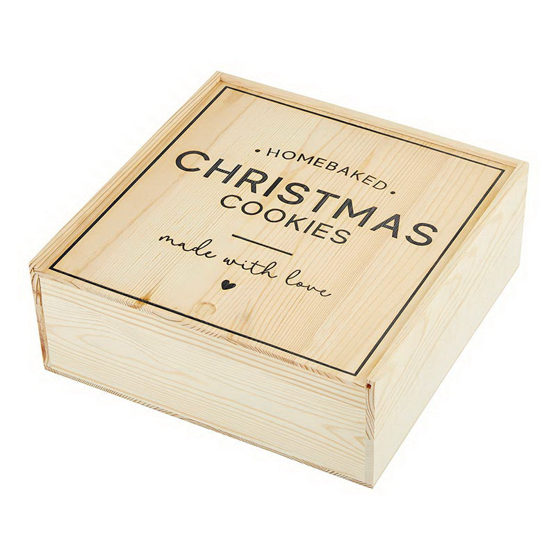 "Home Baked Christmas Cookies" Wood Box | Putti Fine Furnishings Canada