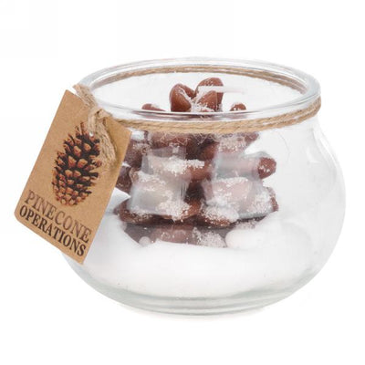 Brown Pinecone in Glass Votive Candle | Putti Christmas Canada