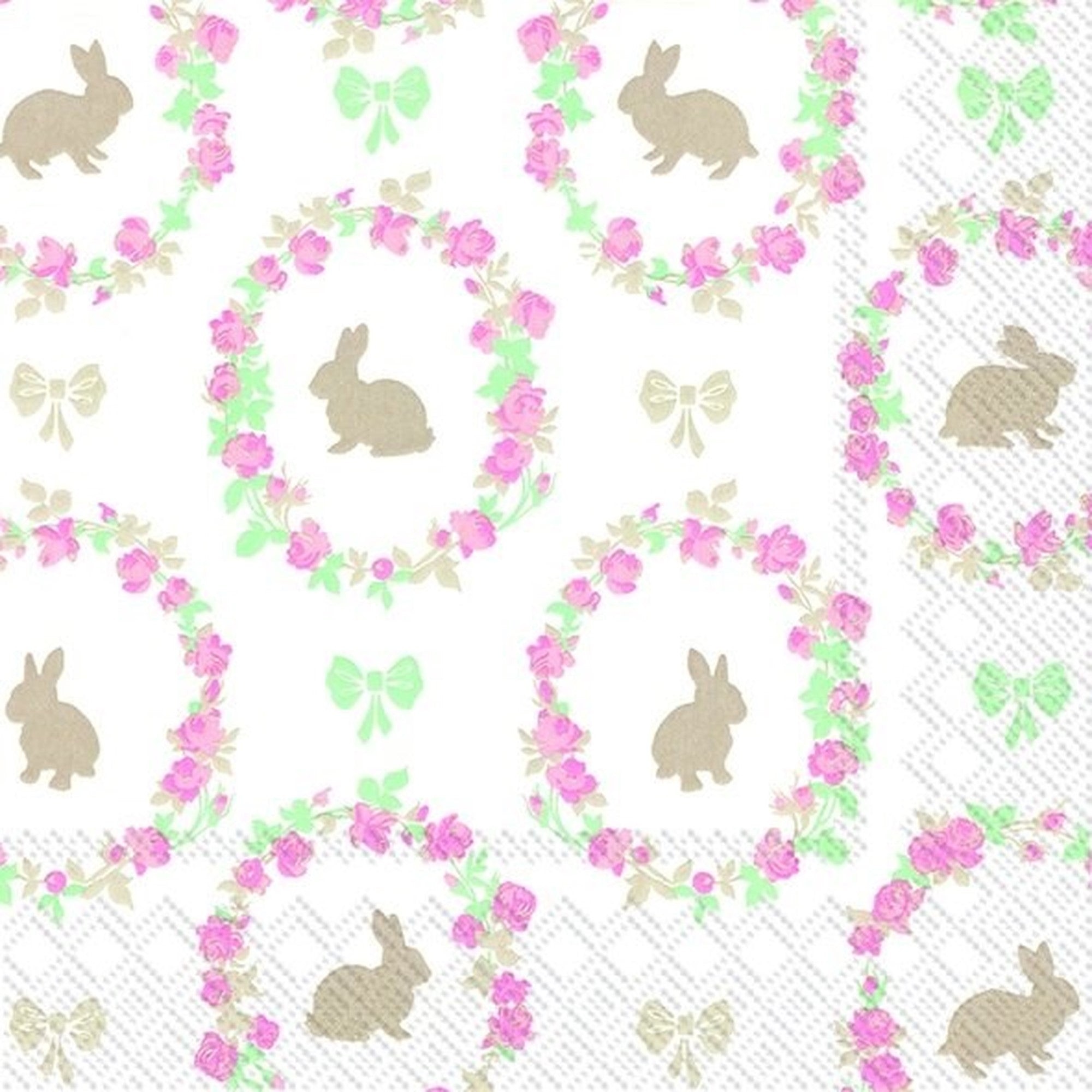 Lovely Little Roses Bunny Paper Napkin | Putti Easter Celebrations