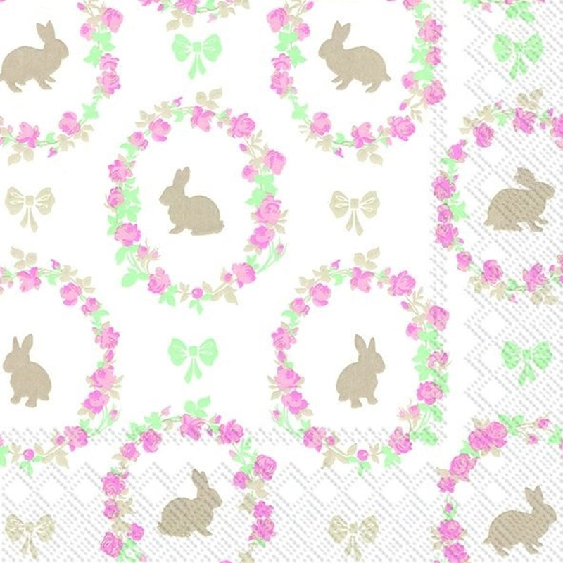 Lovely Little Roses Bunny Paper Napkin | Putti Easter Celebrations