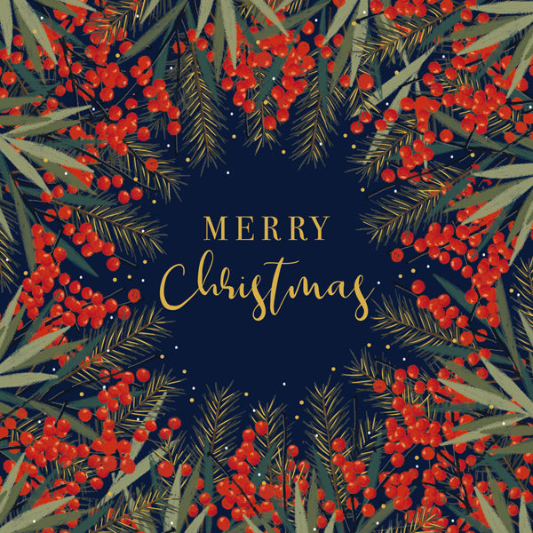 The Art File Red Berries "Merry Christmas" Boxed Christmas Cards | Putti Christmas Celebrations