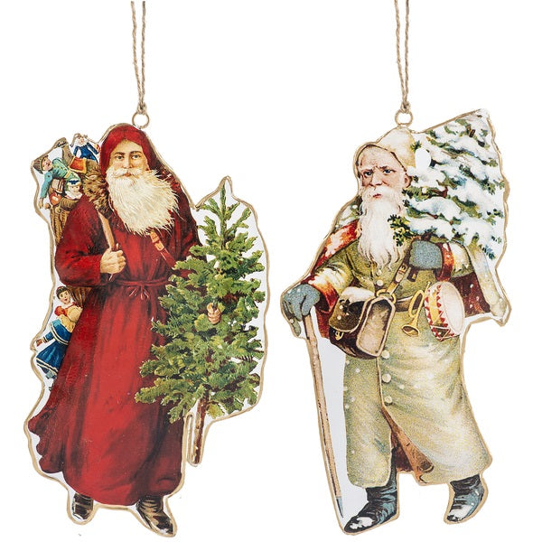 Vintage Santa Tin Ornaments | Putti Christmas Celebrations