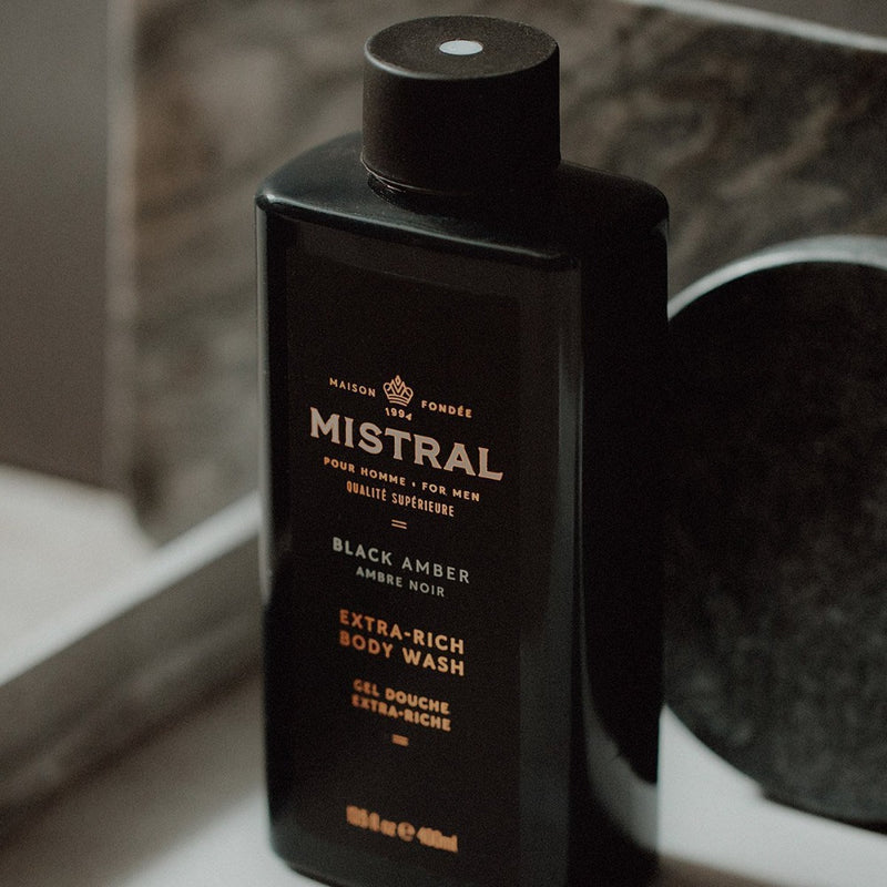 Mistral Men's Body Wash Black Amber | Putti Fine Furnishings Canada