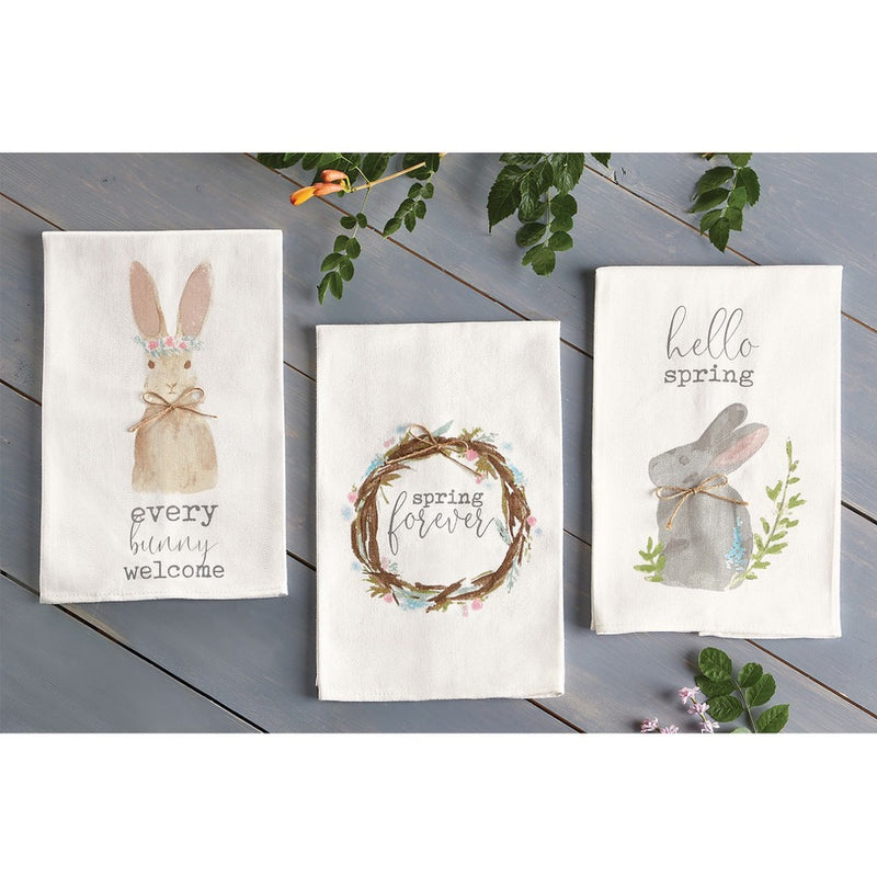 Mud Pie "Spring Forever" Wreath Hand Towel | Putti Fine Furnishings