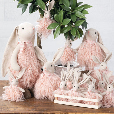 Linen Rabbit with Pink Fur | Putti Fine Furnishings Canada