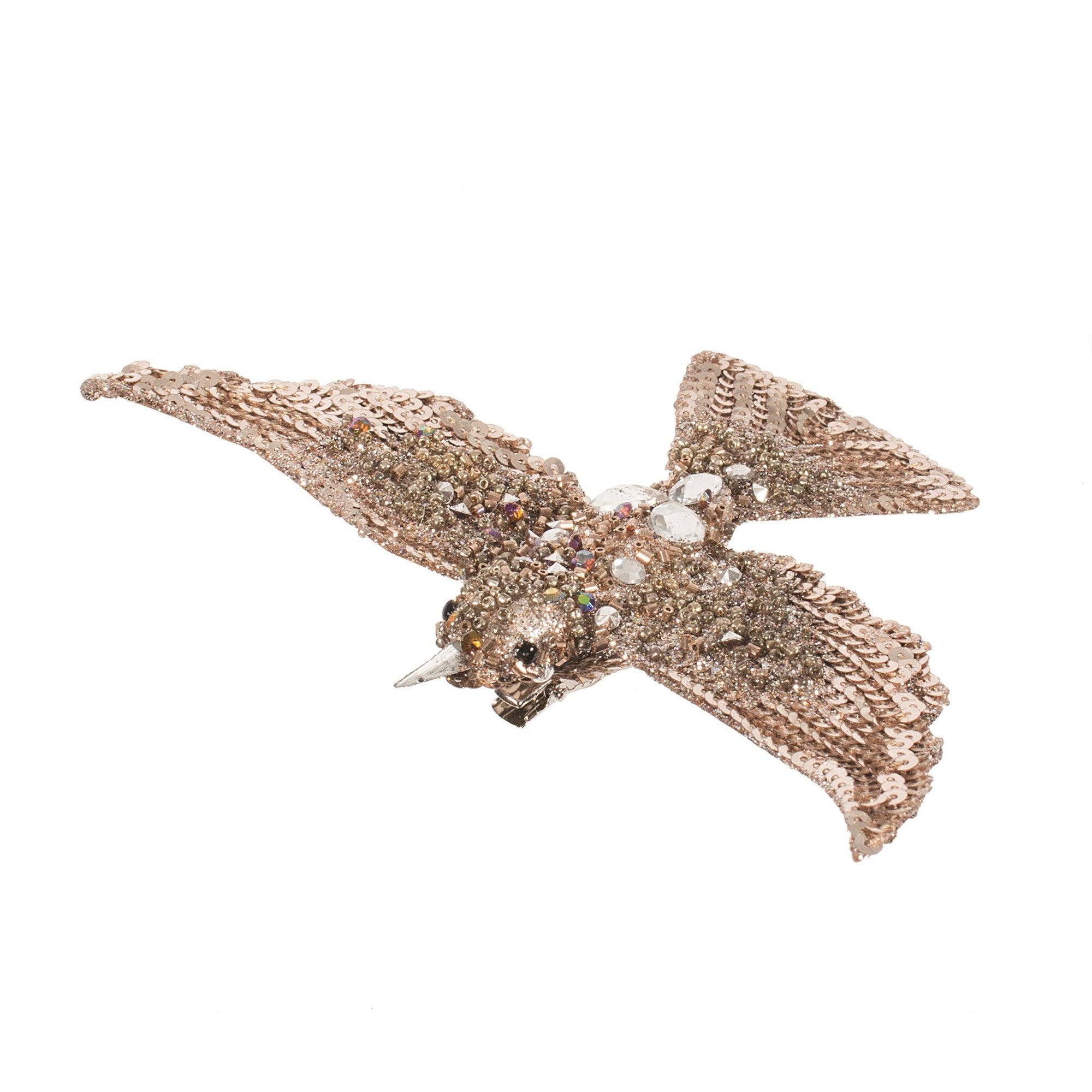 Champagne Beaded Bird with Clip  | Putti Christmas 