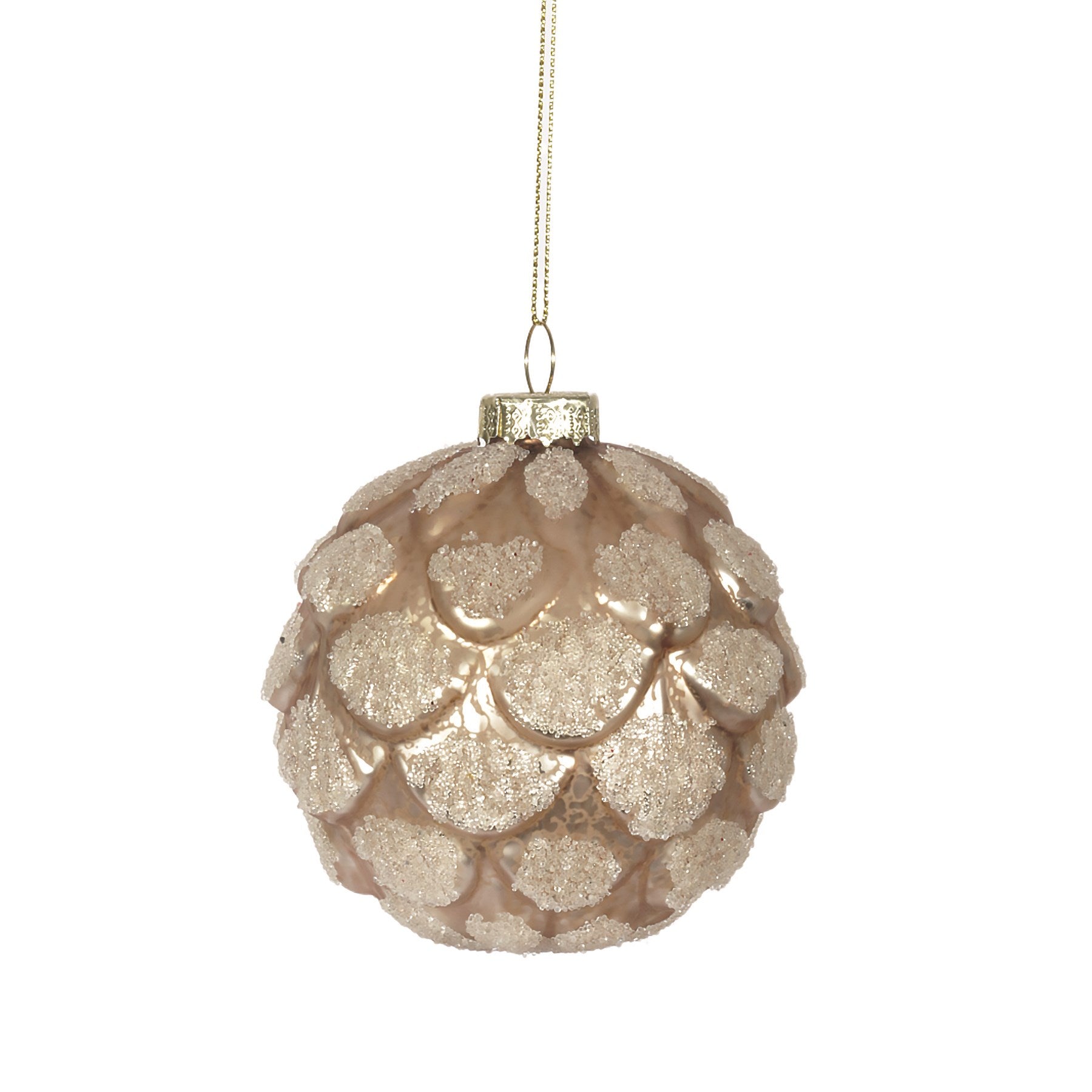Natural Pine Cone Ball Glass Ornament