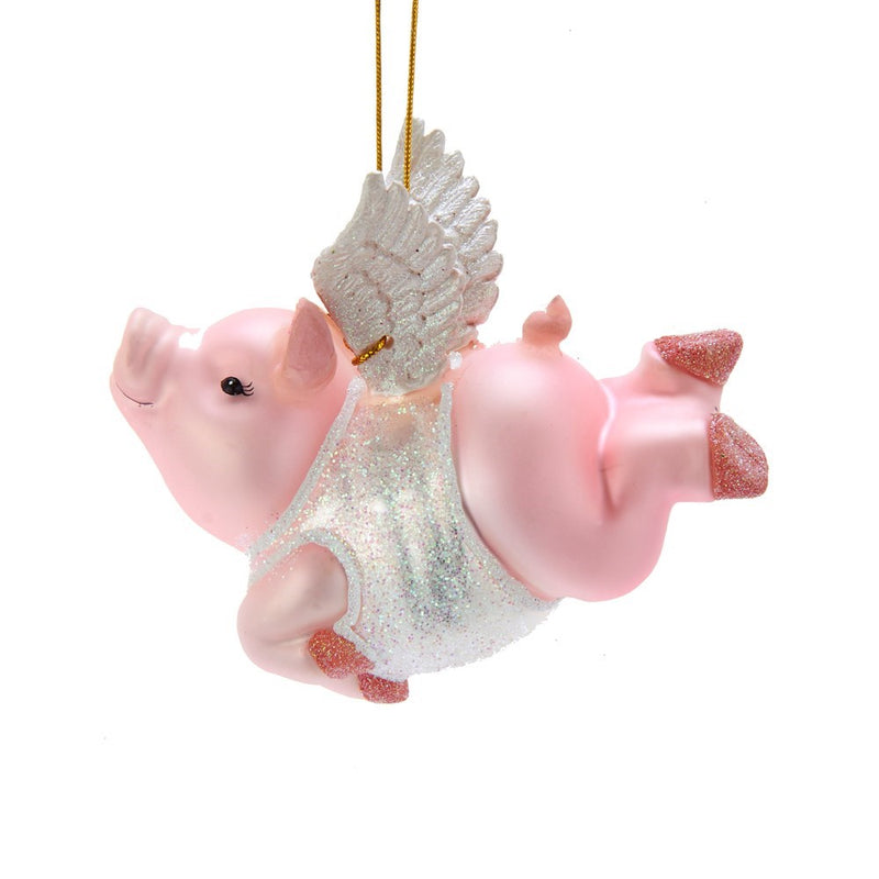 Kurt Adler Pink Flying Pig Glass Ornament | Putti Christmas Canada