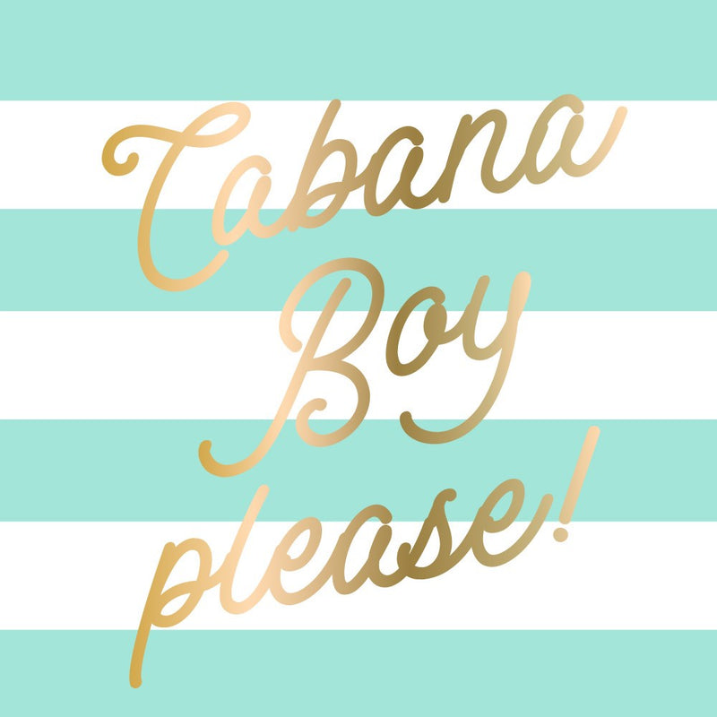 Slant Collection "Cabana Boy Please" Mint Stripe Paper Napkins - Beverage - Putti Fine Furnishings