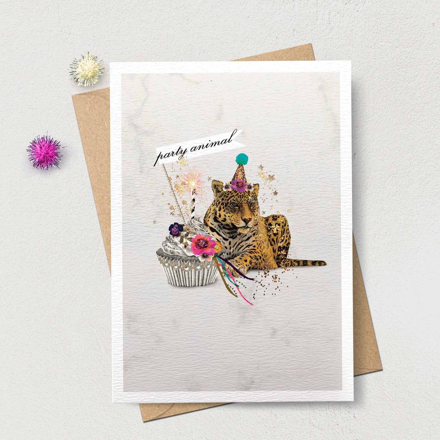 Stephanie Davies "Party Animal" Cheetah Greeting Card | Putti Celebrations