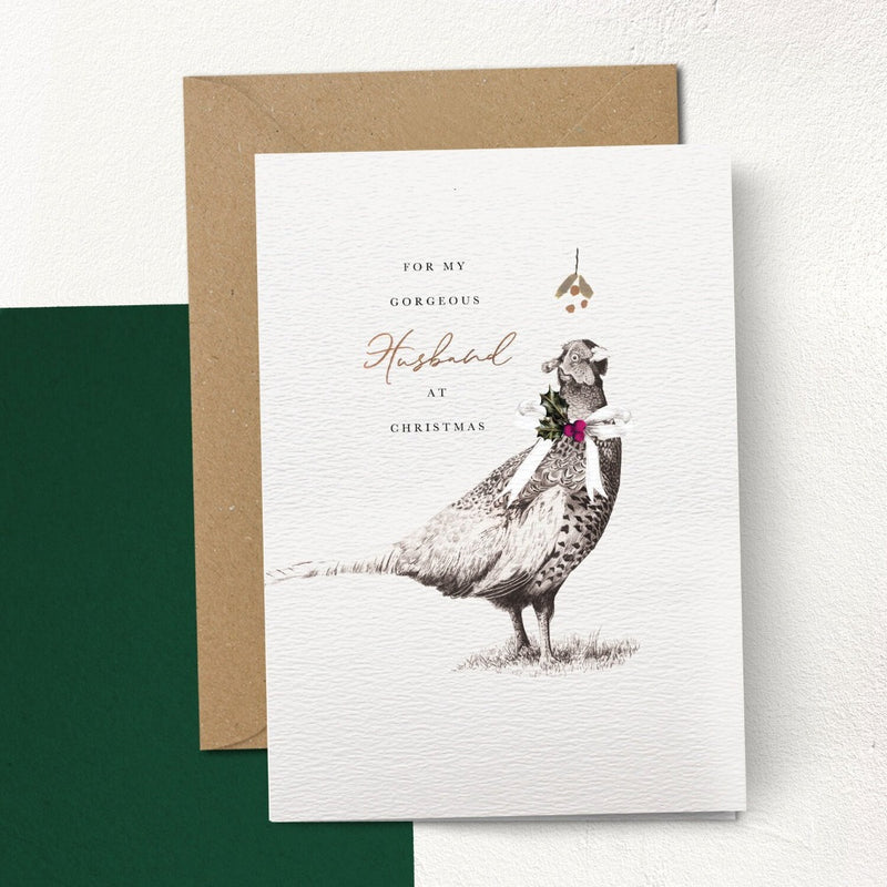 "For My Gorgeous Husband at Christmas" Greeting Card | Putti Fine Furnishings