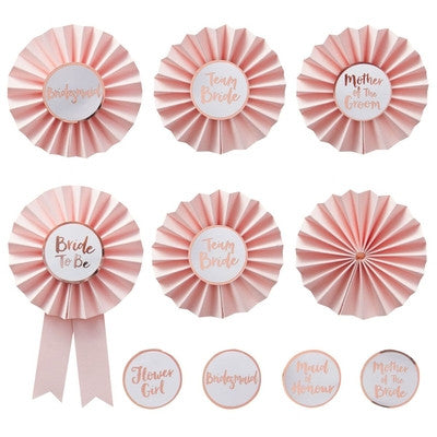  "Team Bride" Pink And Rose Gold Hen Party Badges, GR-Ginger Ray UK, Putti Fine Furnishings