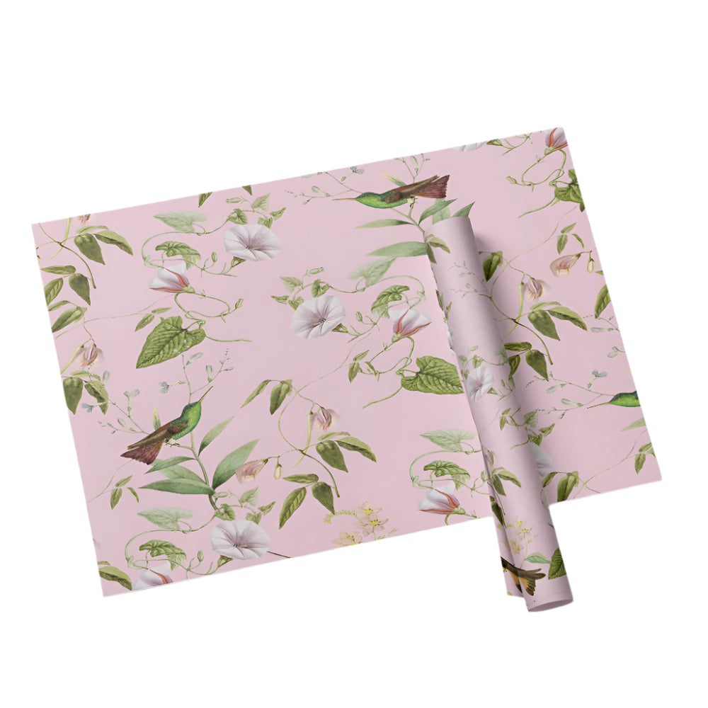 Pink Chinoiserie Bird Paper Placemats | Putti Fine Furnishings