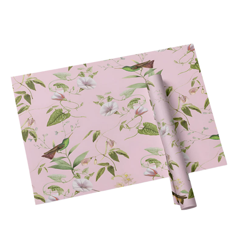 Pink Chinoiserie Bird Paper Placemats | Putti Fine Furnishings