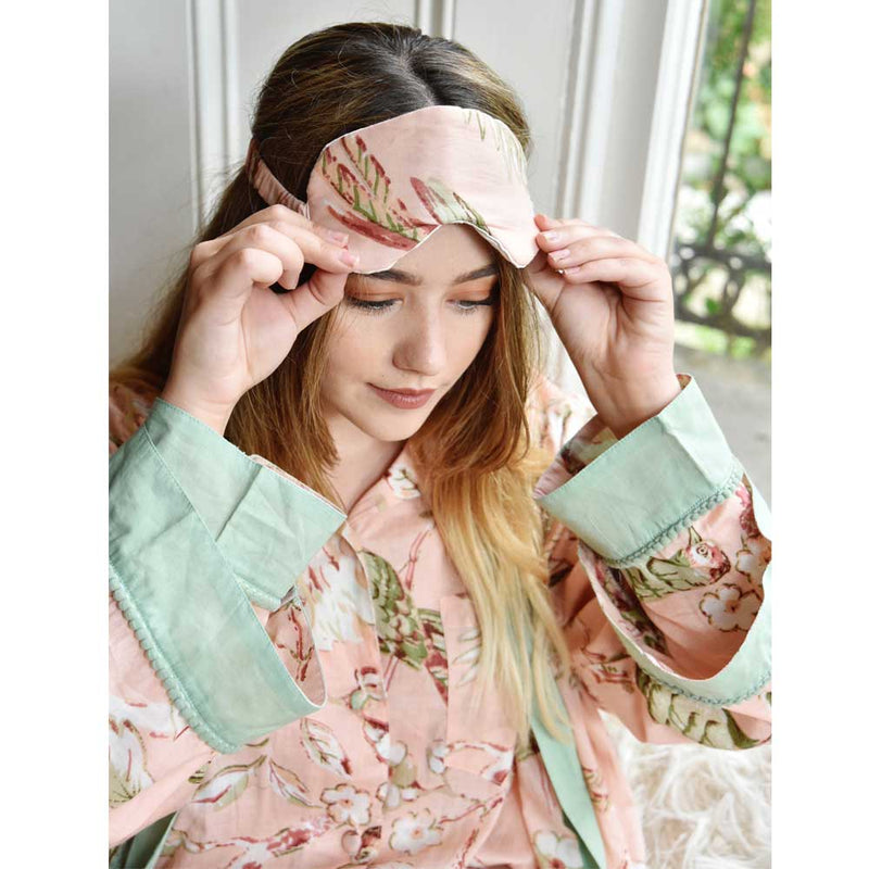 Peach Blossom Cotton Printed Eye Mask | Putti Fine Fashions Canada