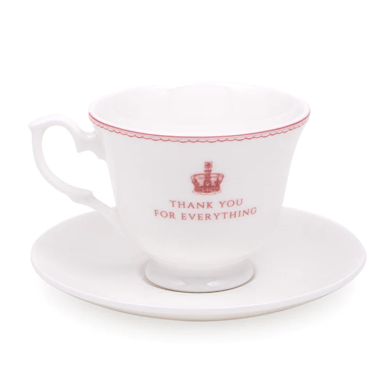 Victoria Eggs UK Queen's Commemorative Tea Cup and Saucer | Putti Fine Furnishings