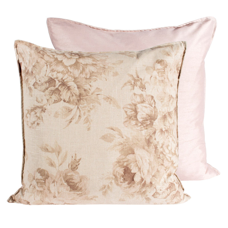 Tea Stain Old Rose Print Pillow - Square - Accessories - Canfloyd - Putti Fine Furnishings Toronto Canada