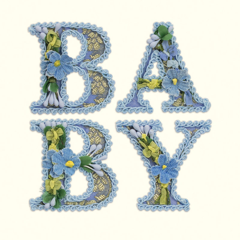 Rococo Ribbon "Baby Blue Letters" Greeting Card, ID-Incognito Distribution, Putti Fine Furnishings