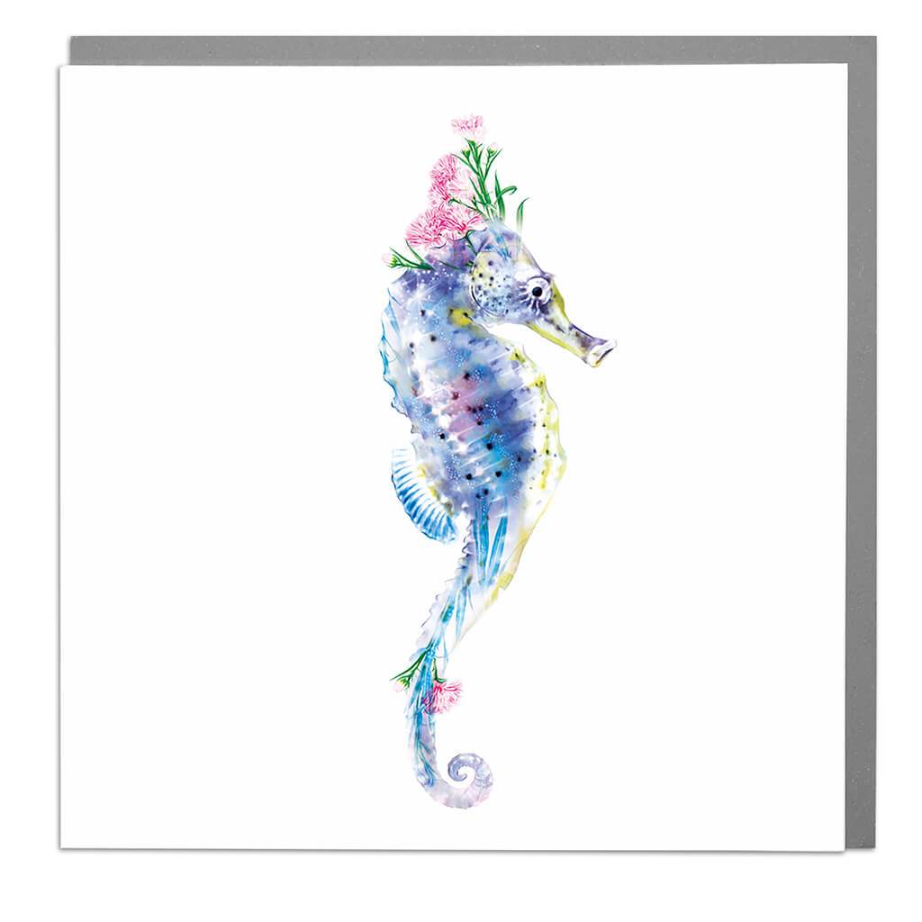 Floral Fantasy Seahorses Blank Greeting Card | Putti Fine Furnishings