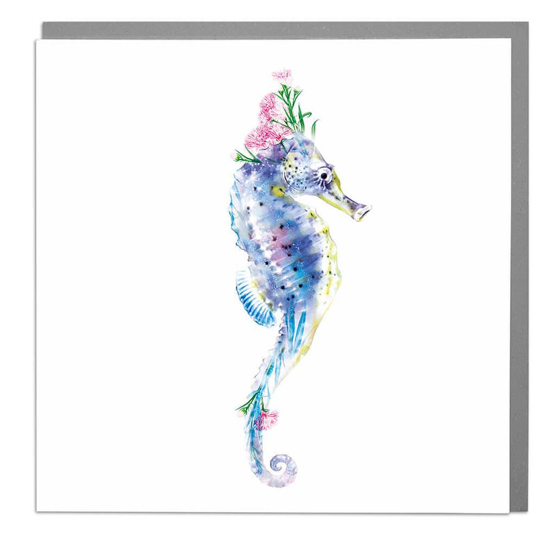 Floral Fantasy Seahorses Blank Greeting Card | Putti Fine Furnishings