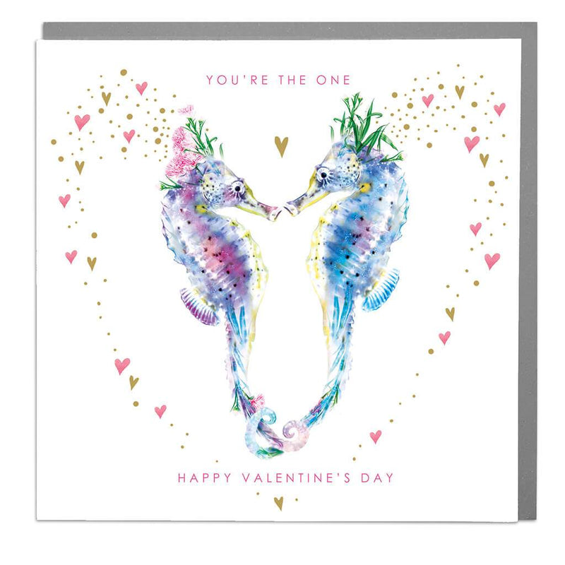 Lola Design Seahorses "You're The One Happy Valentines Day" Greeting Card | Putti