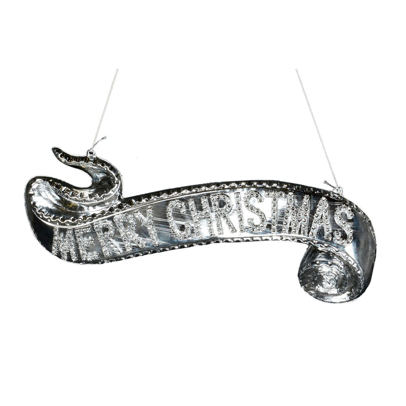 Silver "Merry Christmas" Hanging Banner | Putti Christmas Canada