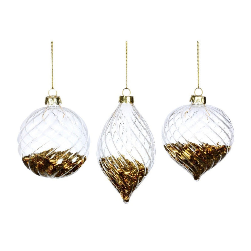 Clear Glass Christmas Ornament with Gold Fill | Putti Christmas Decorations